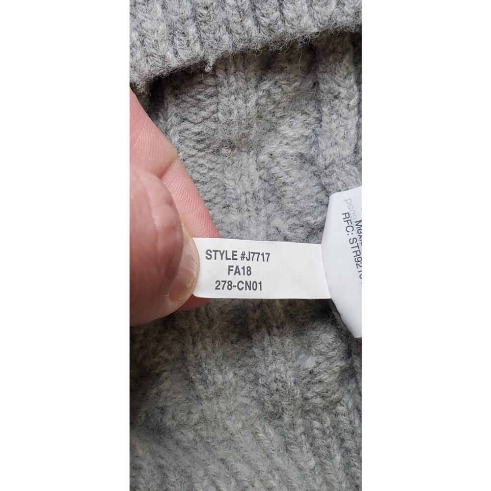 J.Crew Sweater Mens Sz S Gray Blue Wool Cable Knit Chunky Pullover Colorblock Z2 - Picture 7 of 9